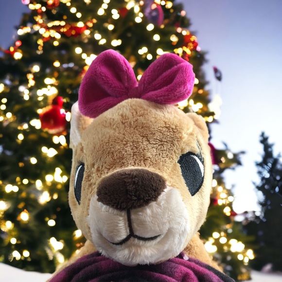 Dan Dee Toy Plush Rudolph Red Nosed Reindeer Clarice Fleece Throw Pink Checked - Picture 1 of 13